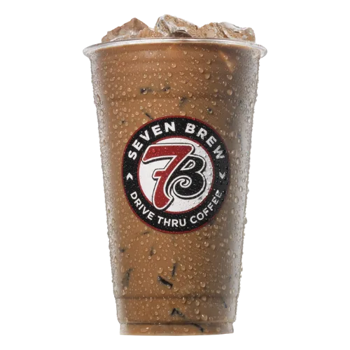7 Brew Menu 2025 – Full Drink List & Latest Prices 3 a plastic cup 7 Brew Brunette with ice and liquid in it