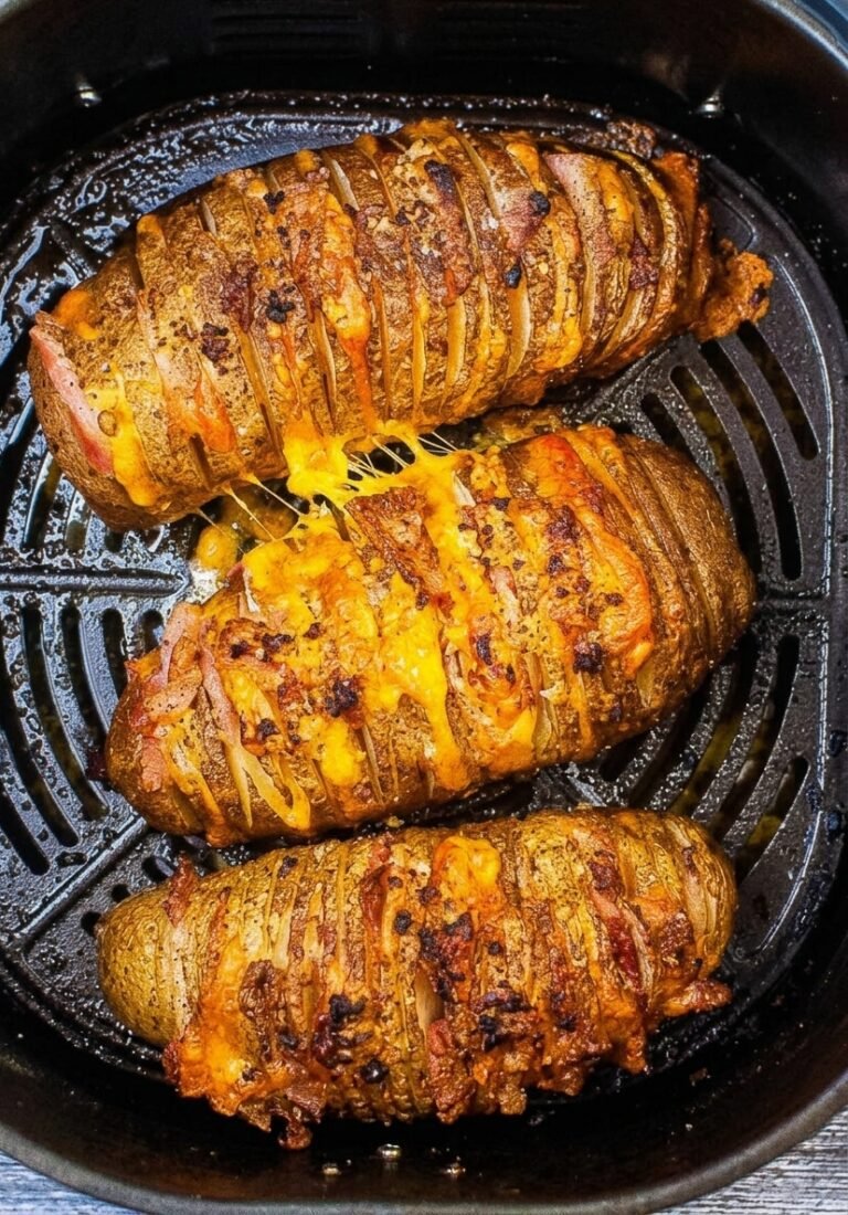 Air Fryer Hasselback Potatoes with Bacon and Cheese!