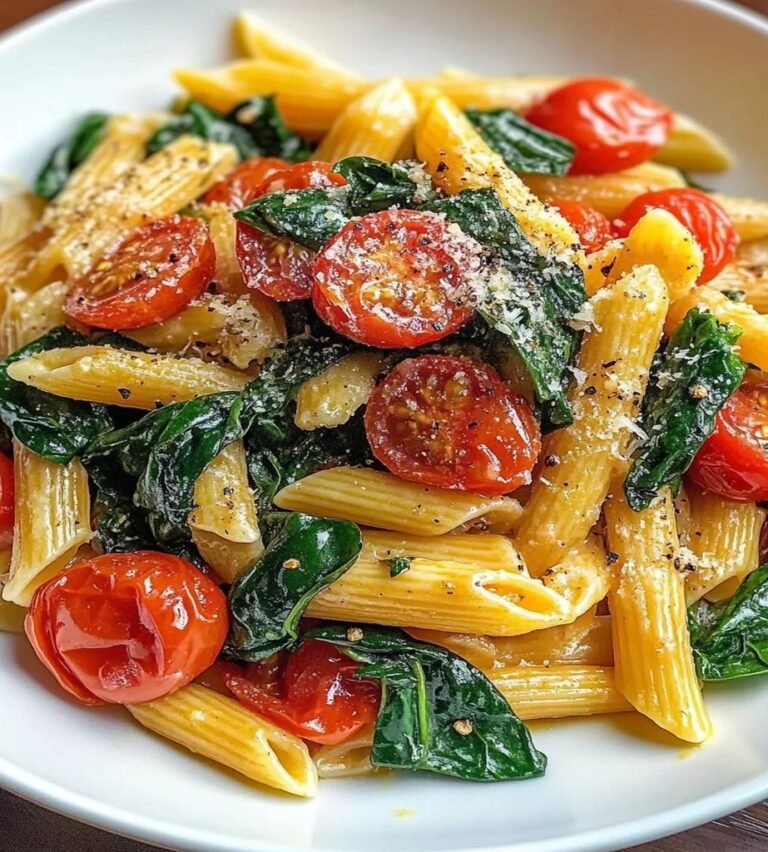 Mediterranean Spinach Tomato Pasta!