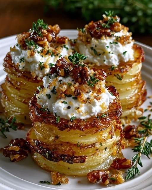 Crispy Potato Stack Towers Layered with Parmesan!