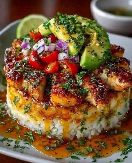 Blackened Fish & Rice Stack!