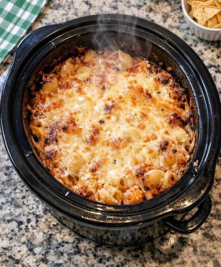 4-Ingredient Slow Cooker Sunday Kickoff Pasta Using Shells!