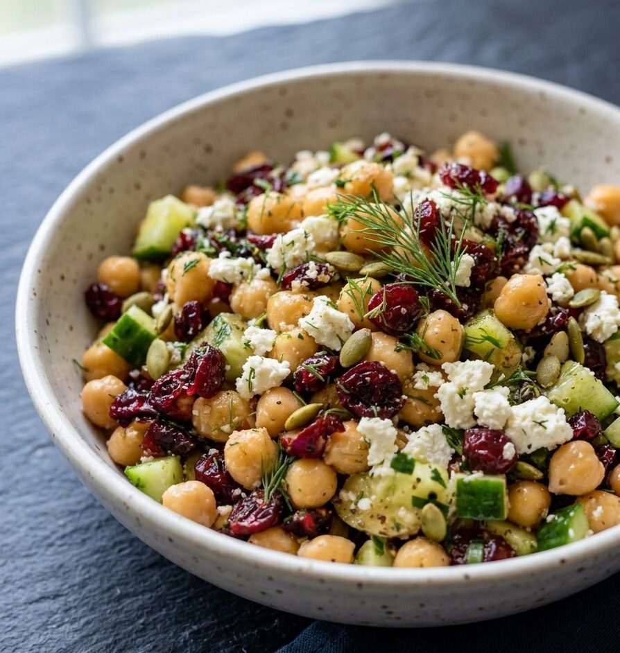 Mediterranean Chickpea & Cranberry Salad with Feta!