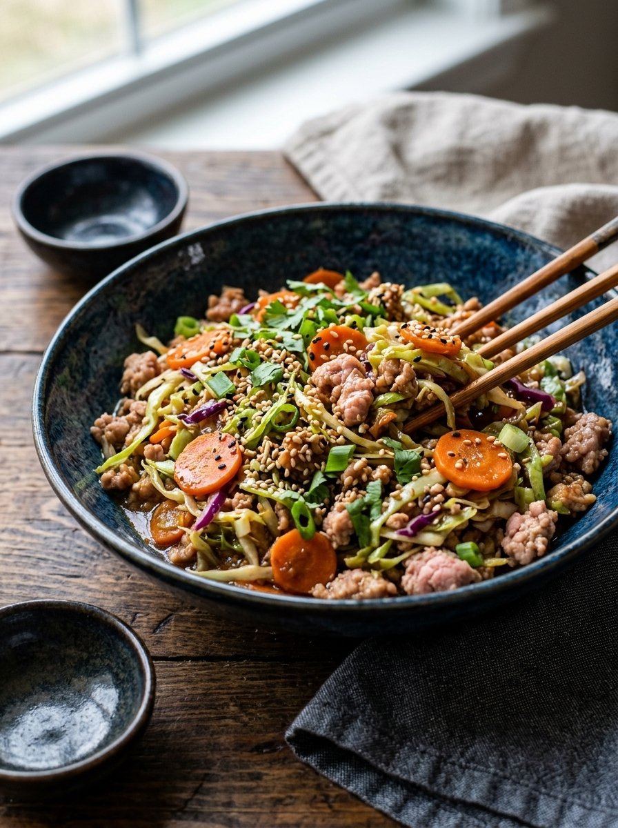 Ground Beef & Cabbage Stir-Fry with Carrots!