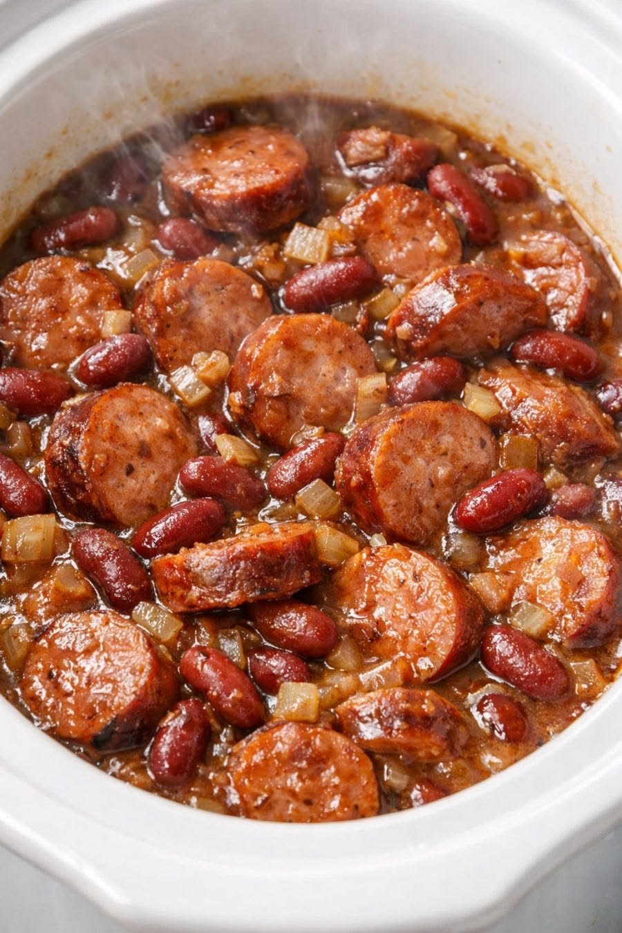 Slow Cooker Sausage and Kidney Beans