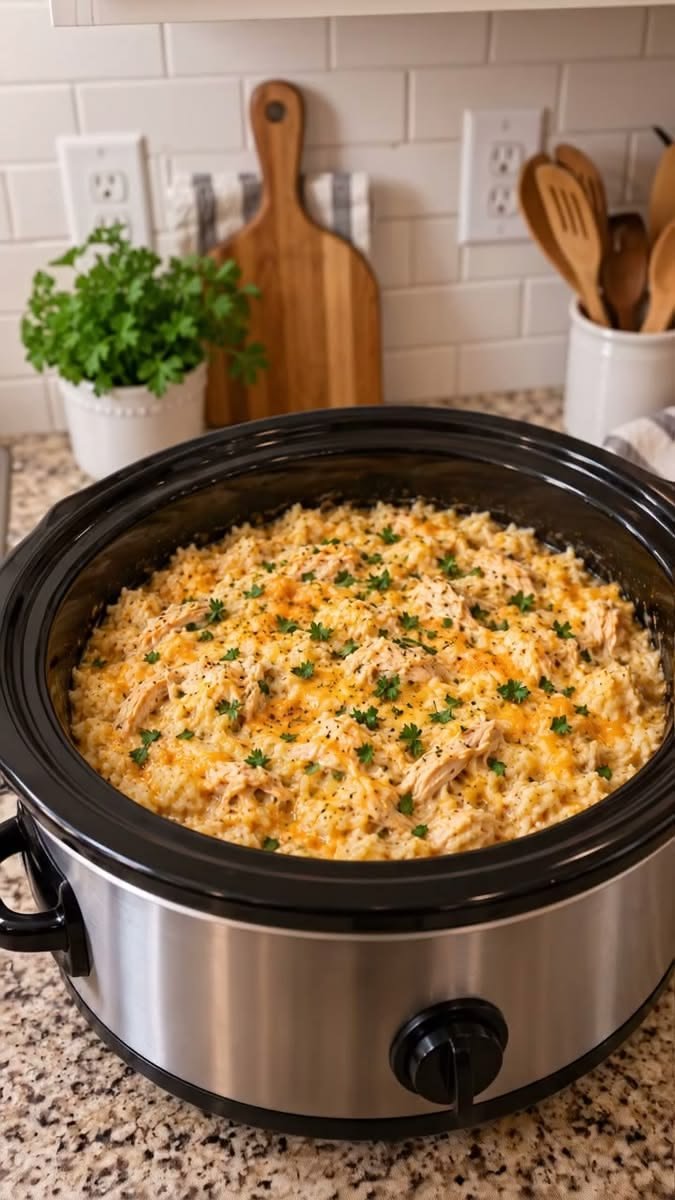 Creamy Crockpot Chicken and Rice