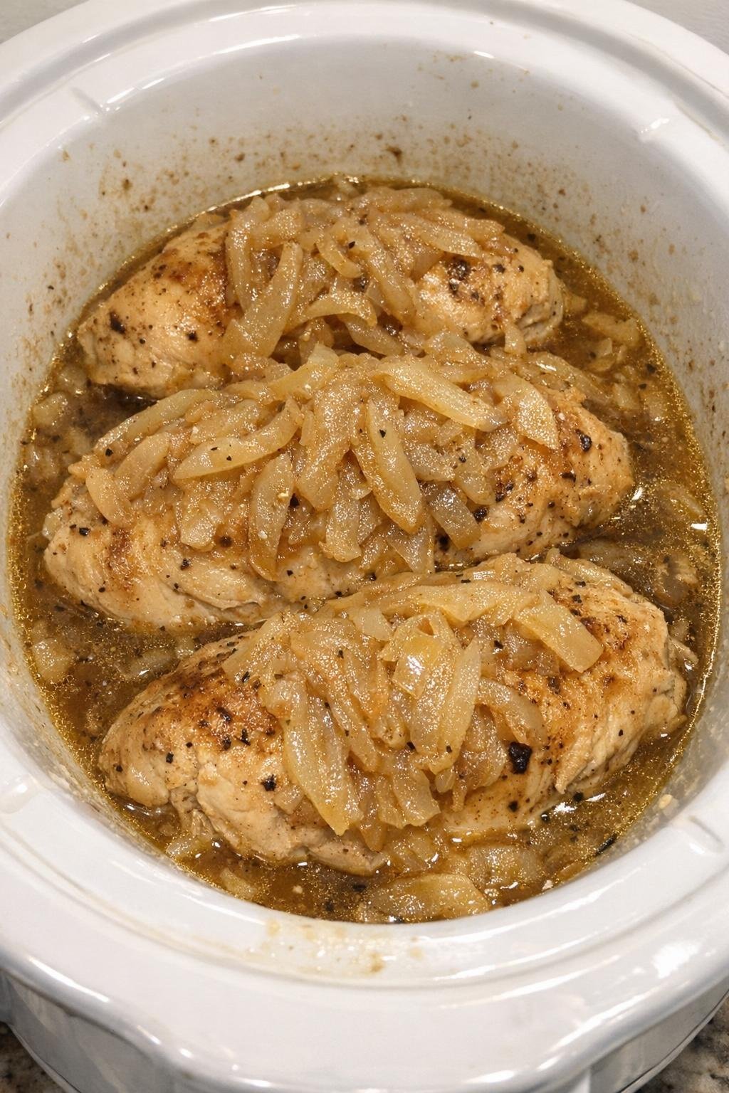 Slow Cooker 4-Ingredient Amish Onion Chicken!