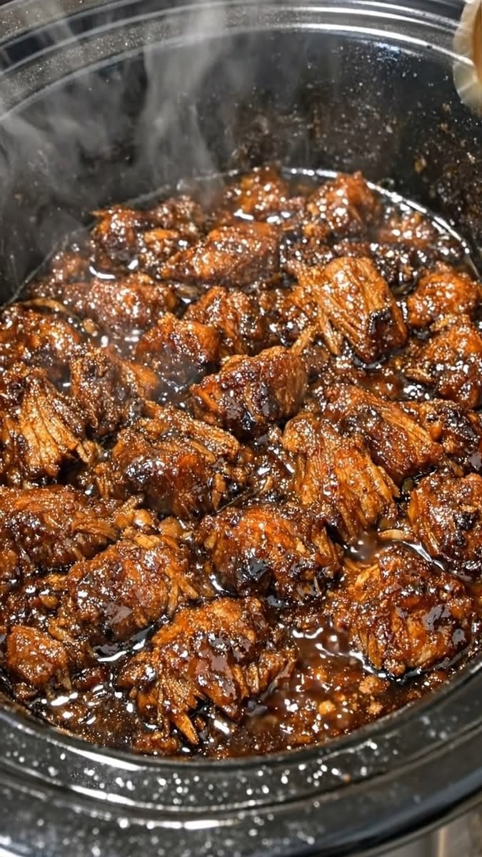 Slow Cooker Sticky BBQ Beef Bites
