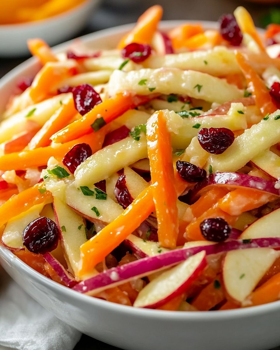 Apple Carrot Salad with Dried Cranberries