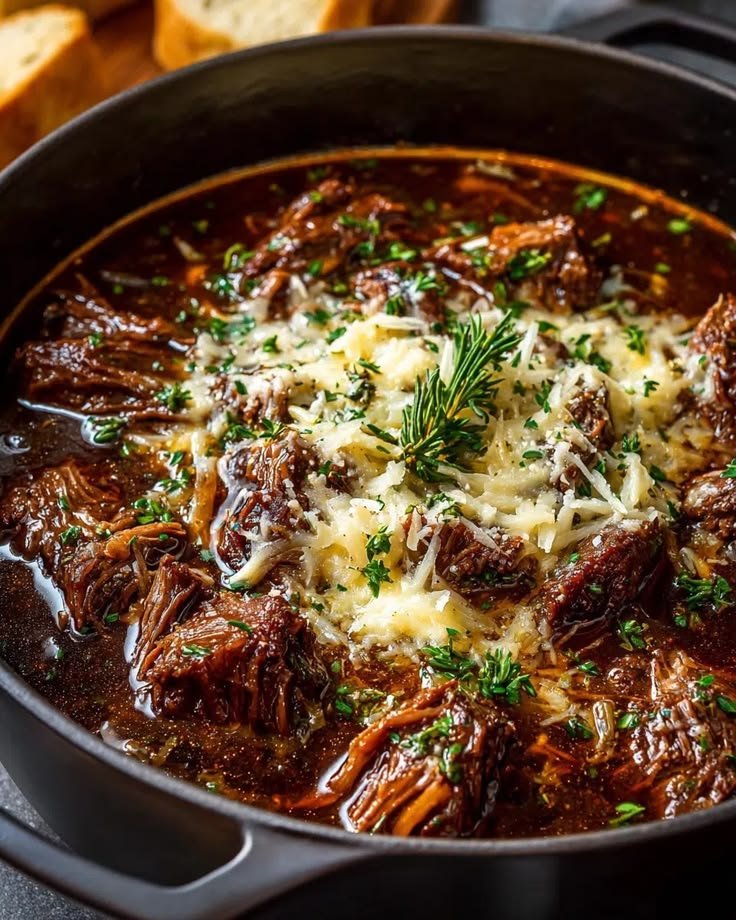 Slow-Braised Beef Short Ribs in Garlic Herb Gravy