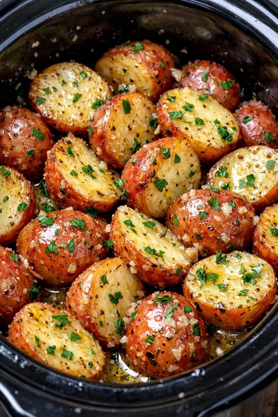 Slow Cooker Garlic Parmesan Baby Potatoes