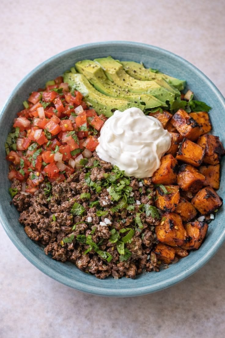 Sweet Potato Taco Bowl with Ground Beef