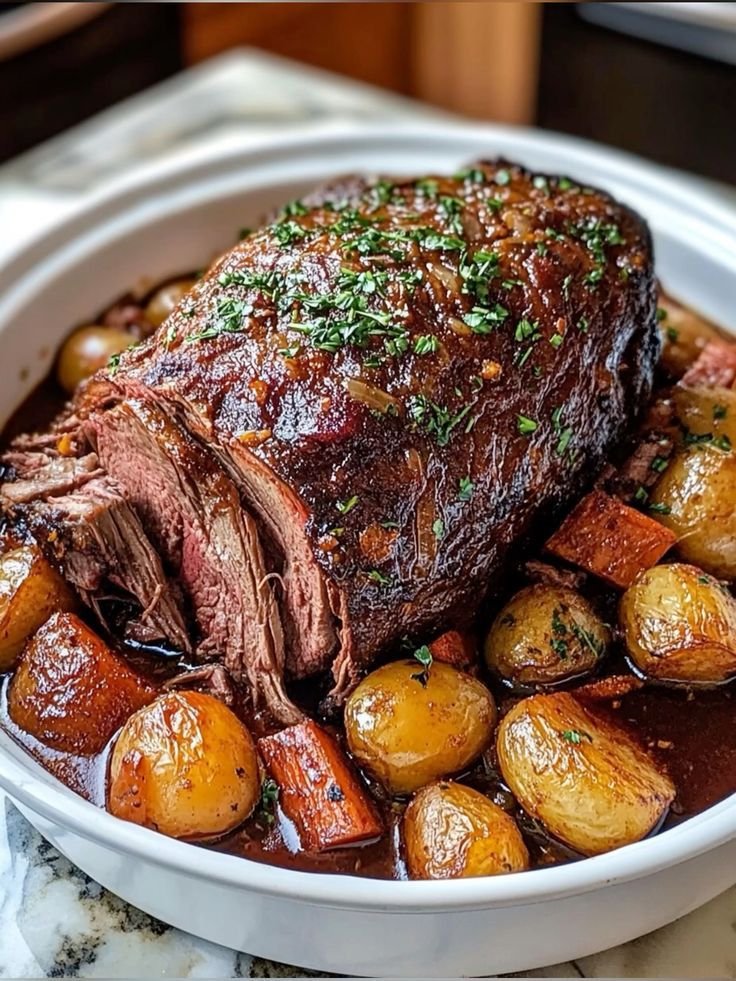 Garlic Herb Pot Roast with Potatoes and Carrots