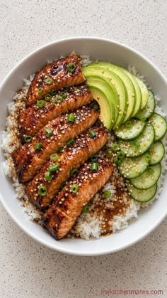 Honey Garlic Salmon Rice Bowl