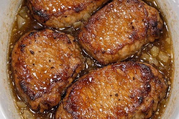 Slow Cooker 4-Ingredient Apple Jelly Pork Chops!