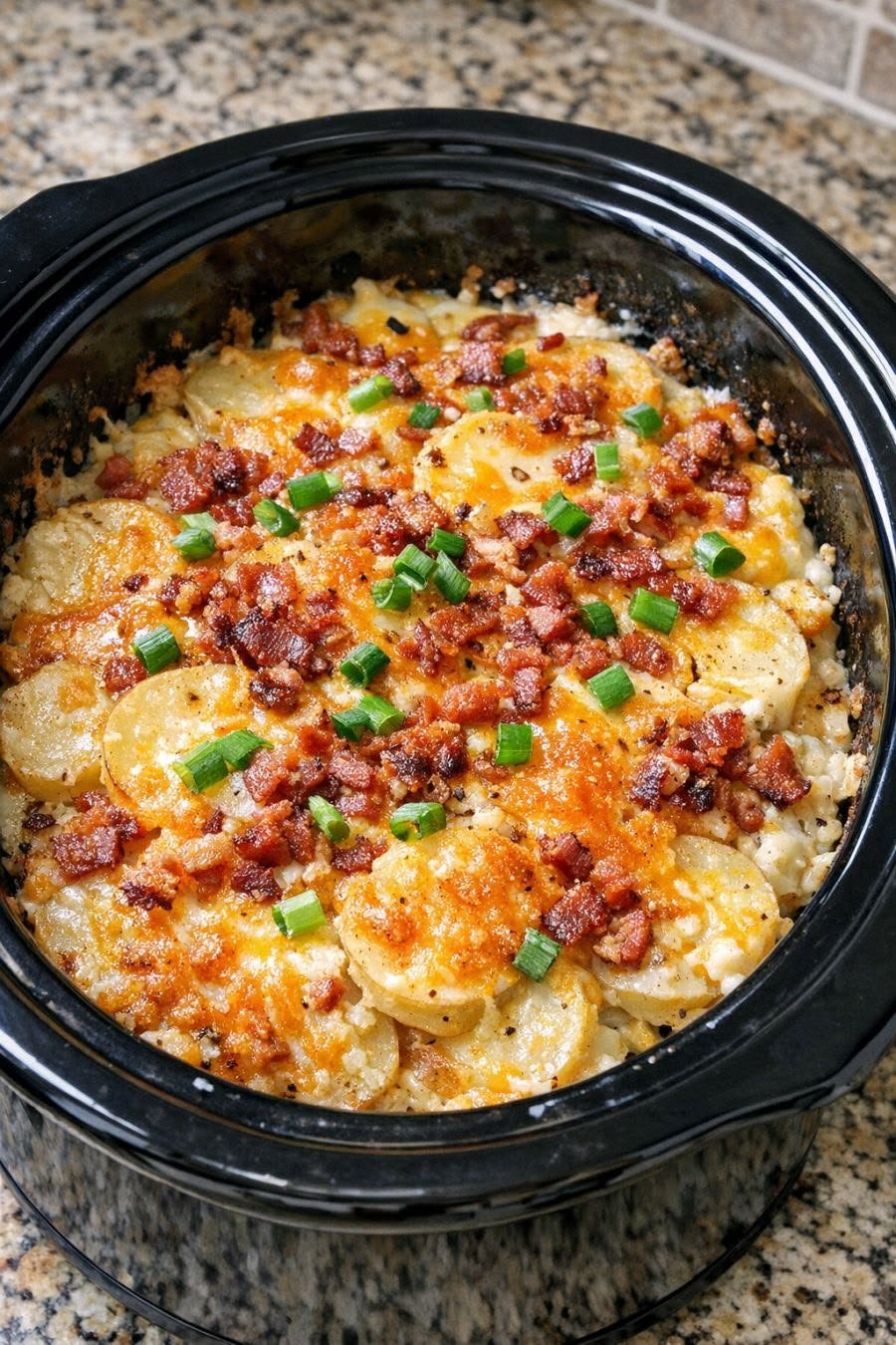 Crockpot Cheesy Bacon Scalloped Potatoes