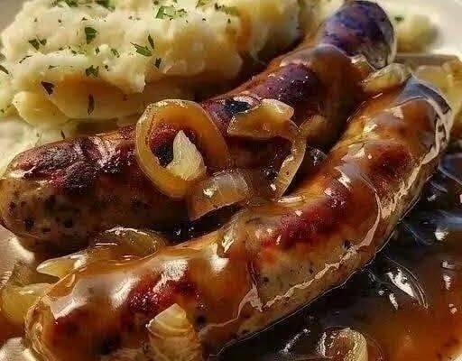 Sausage and Mash with Onion Gravy