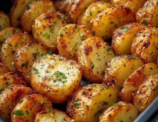 Crispy A Fryer Garlic Herb Potatoes!