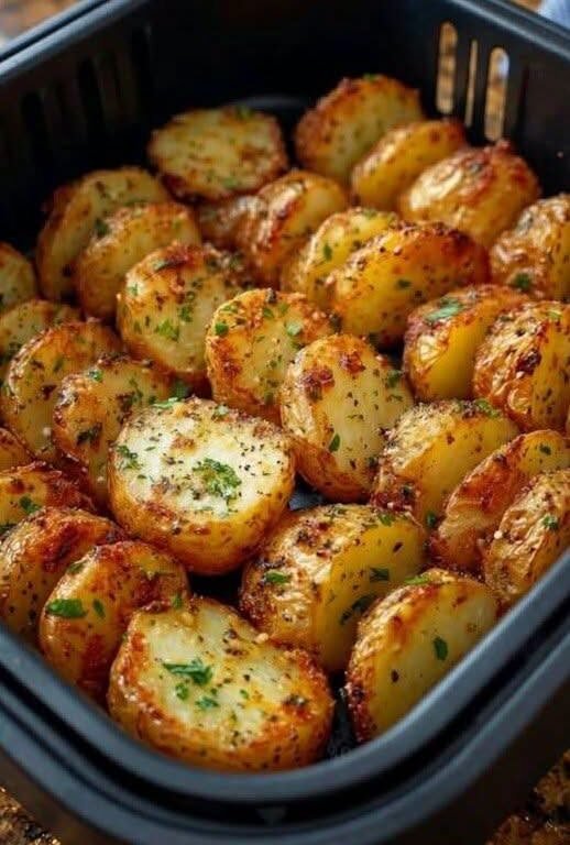 Crispy A Fryer Garlic Herb Potatoes!