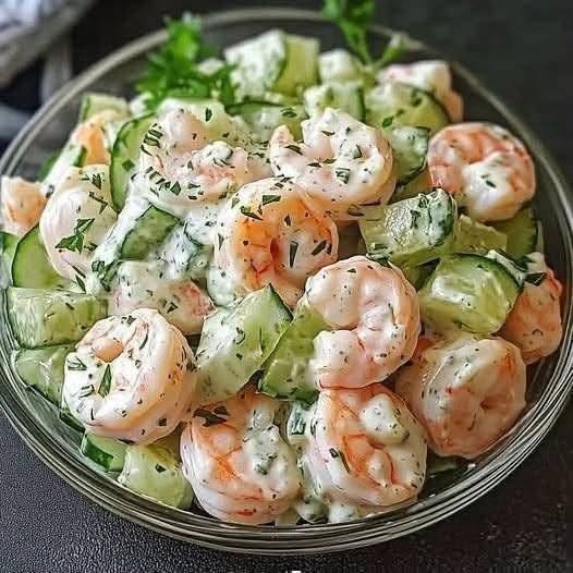 Creamy Cucumber Shrimp Salad!