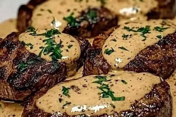 Juicy Steak with Creamy Garlic Sauce!