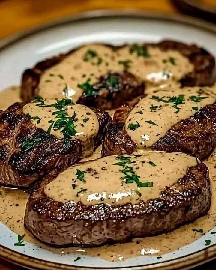 Juicy Steak with Creamy Garlic Sauce!