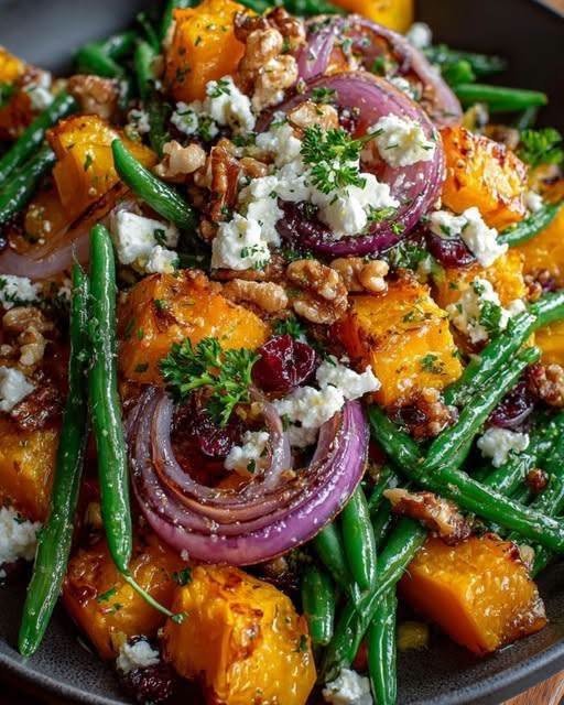 Roasted Butternut Squash & Green Bean Skillet!