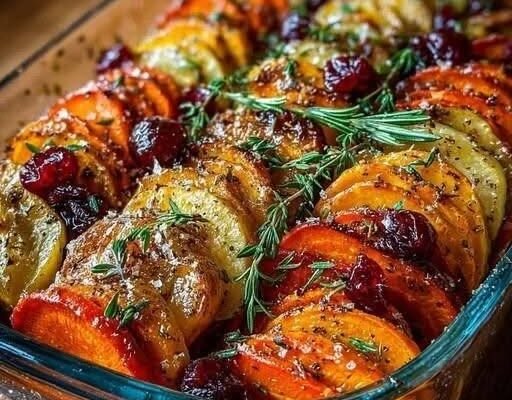 Garlic Herb Roasted Potatoes, Carrots & Cranberries