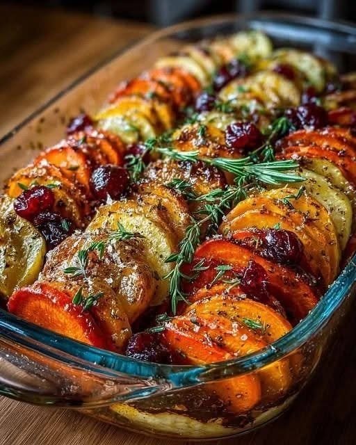Garlic Herb Roasted Potatoes, Carrots & Cranberries
