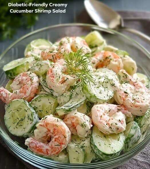 Diabetic-Friendly Creamy Cucumber Shrimp!