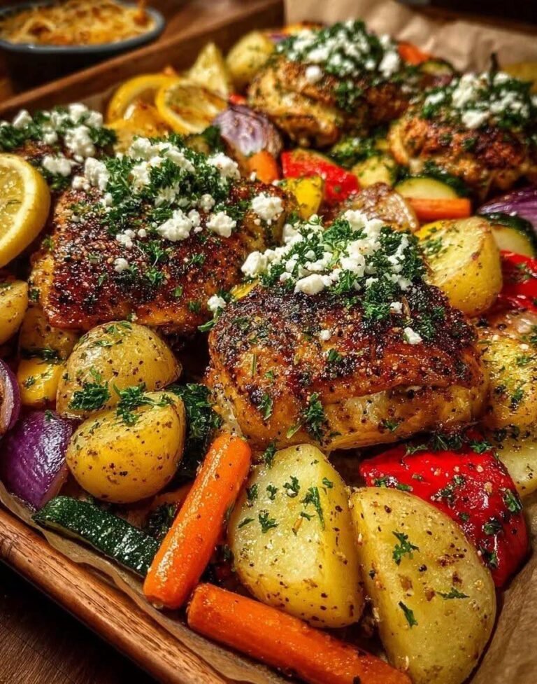 Sheet-Pan Lemon Chicken with Roasted Vegetables & Feta!
