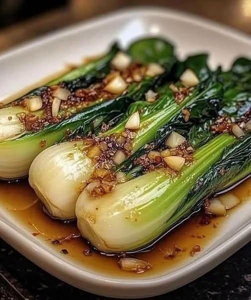 Garlic Soy Glazed Baby Bok Choy!