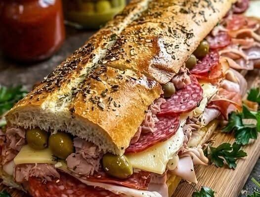 Mediterranean Giant Muffaletta Italian Sandwich