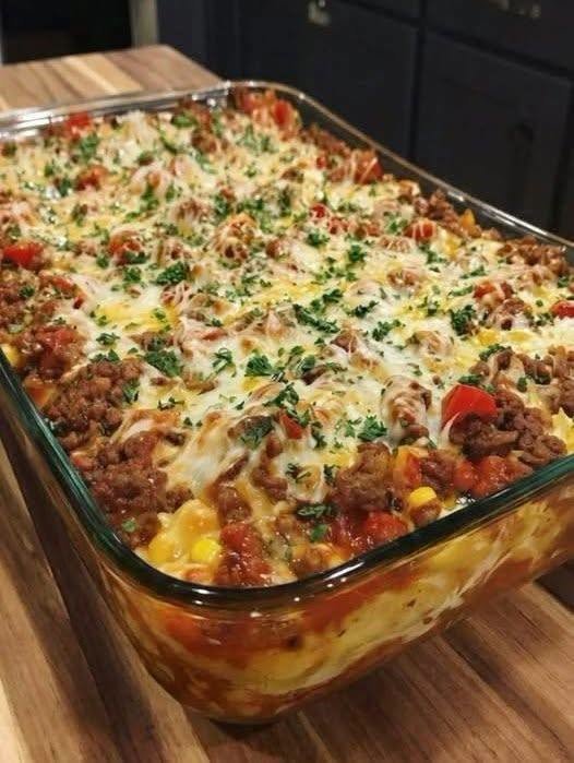 Cheesy Ground Beef Taco Casserole!