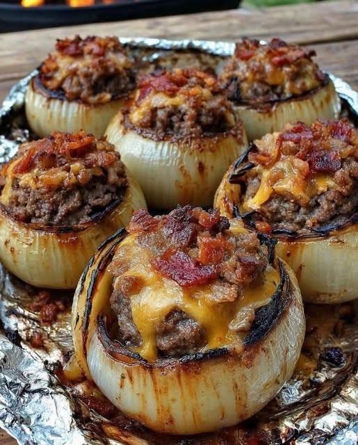 Bacon Cheeseburger Stuffed Onions!