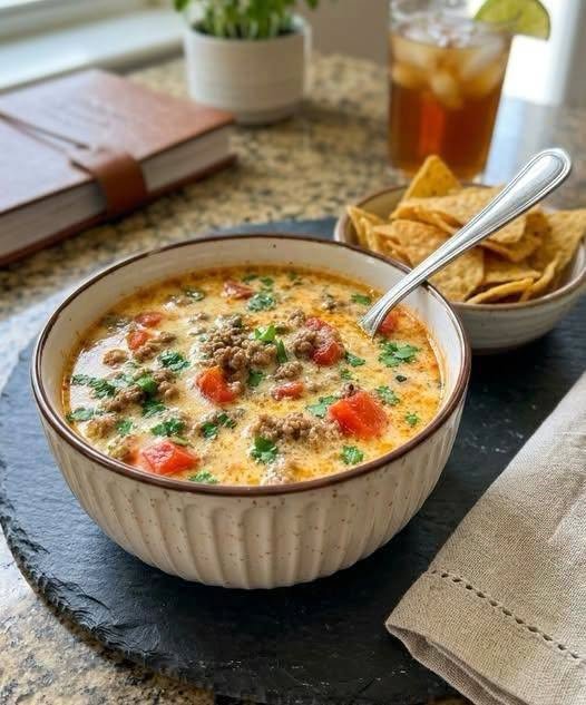 Cheesy Protein Taco Soup!