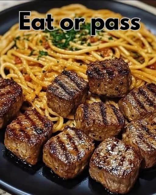 Sizzling Garlic Butter Steak Bites with Creamy Spaghetti!