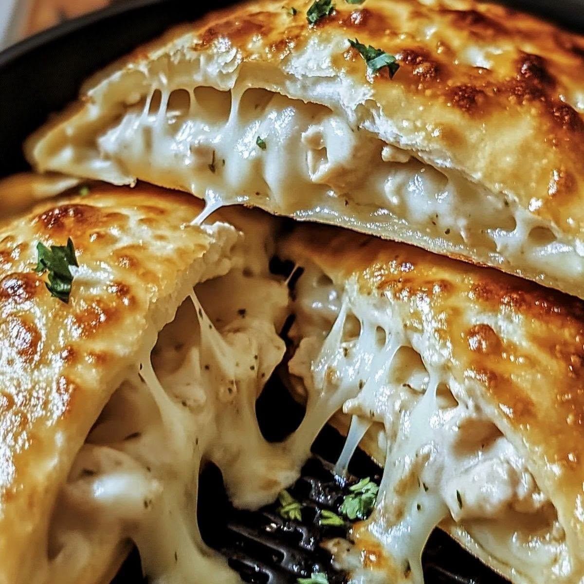 Crispy Chicken Alfredo Calzones!