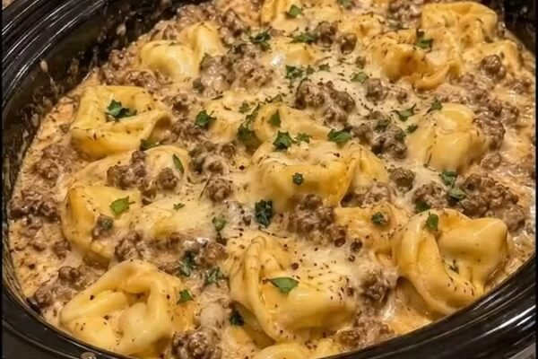 Crockpot Creamy Beef Tortellini