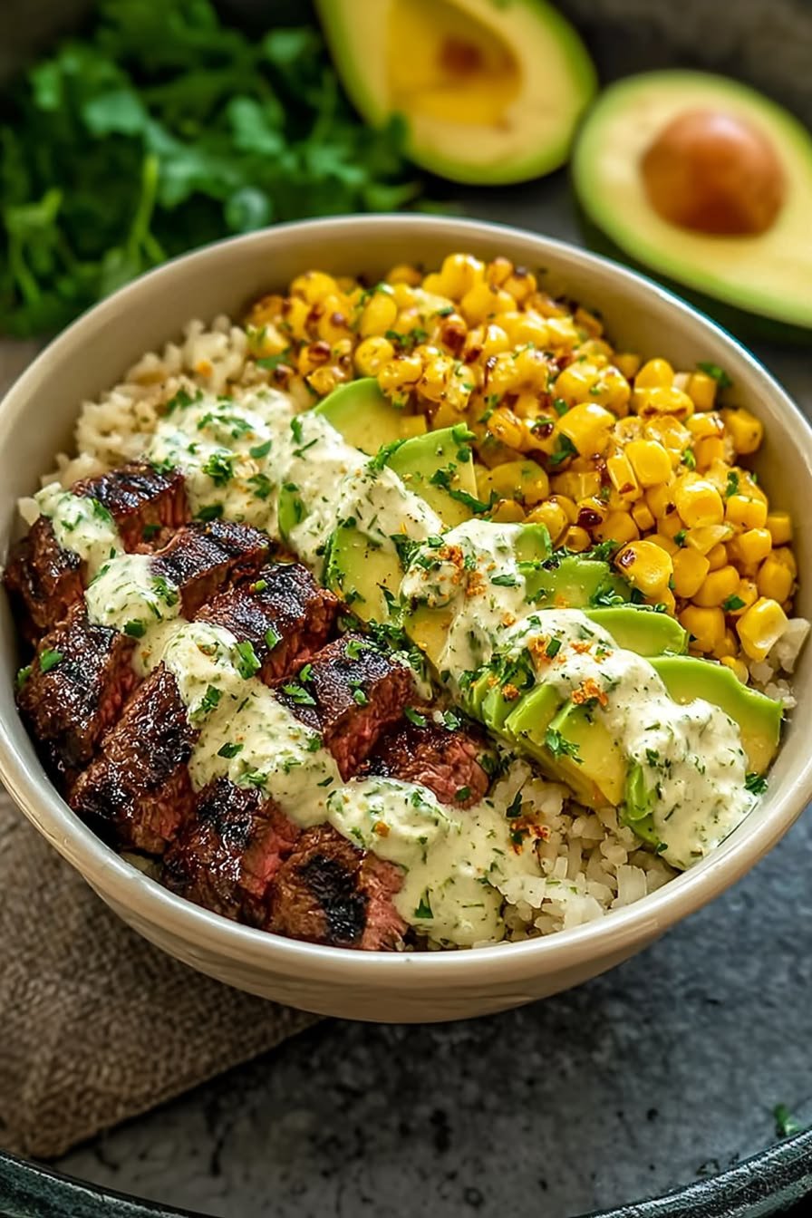 Grilled Steak, Avocado & Street Corn