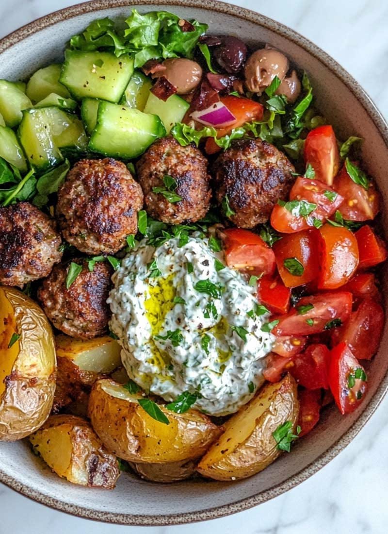 Mediterranean Greek Meatball Bowls