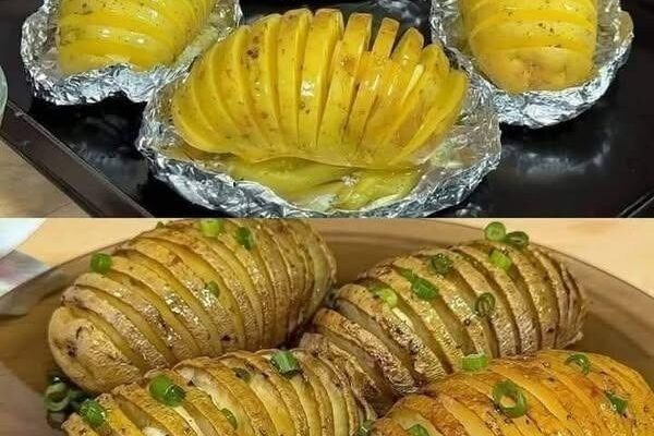 Crispy Garlic Butter Hasselback Potatoes