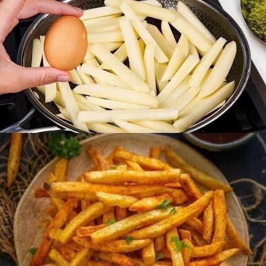 Crispy Homemade French Fries with Egg