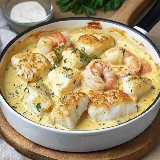 Creamy Garlic Seafood Skillet Recipe