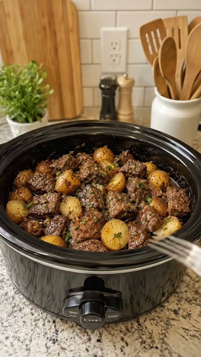Slow Cooker Garlic Butter Beef Bites
