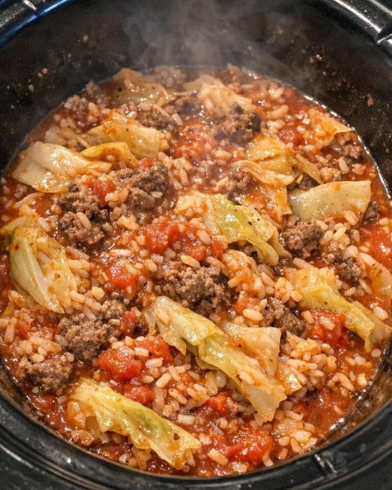 Slow Cooker Cabbage Roll Soup with Ground Beef and Rice