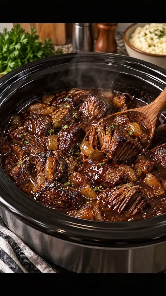 Slow Cooker Beef Tips and Gravy –