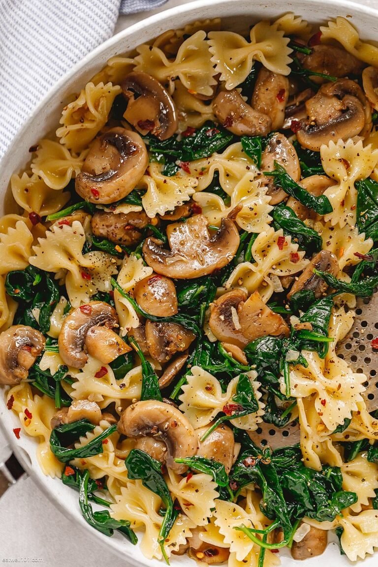 Garlic Butter Mushroom and Spinach Pasta