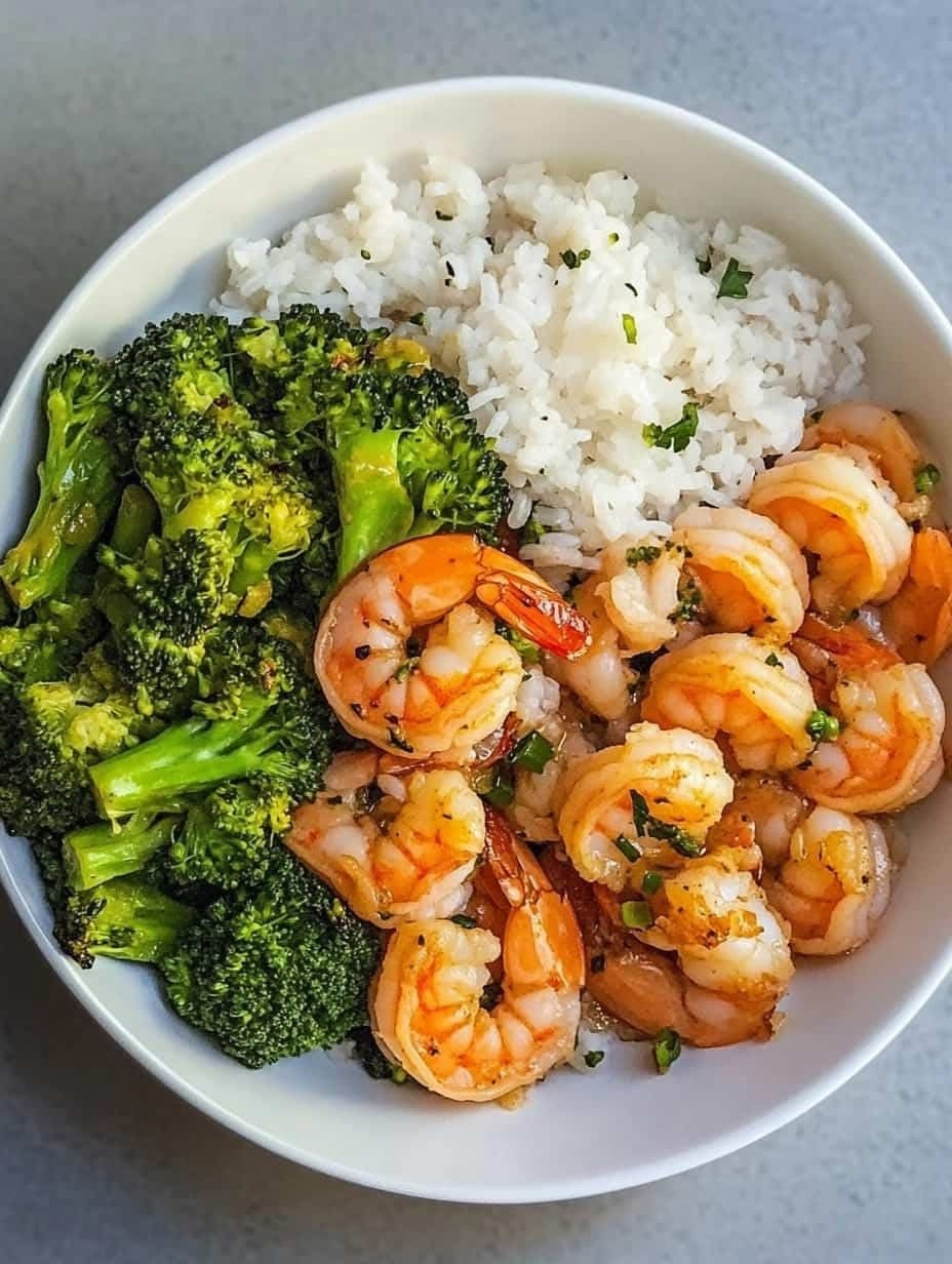Garlic Butter Shrimp Bowl with Rice and Broccoli