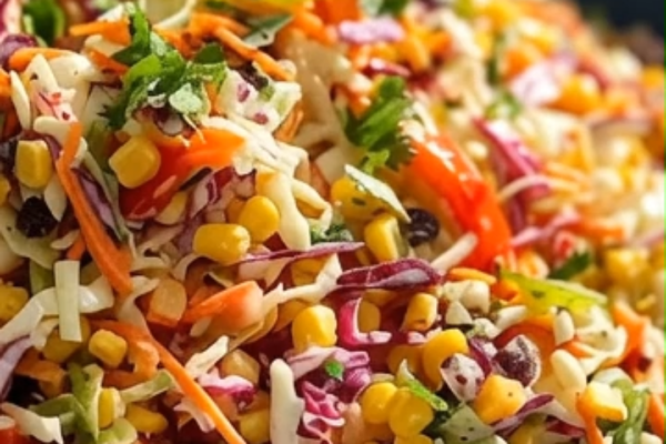 🌈 Crunchy Corn & Rainbow Cabbage Salad